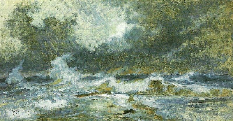holger drachmann havet i opror Norge oil painting art